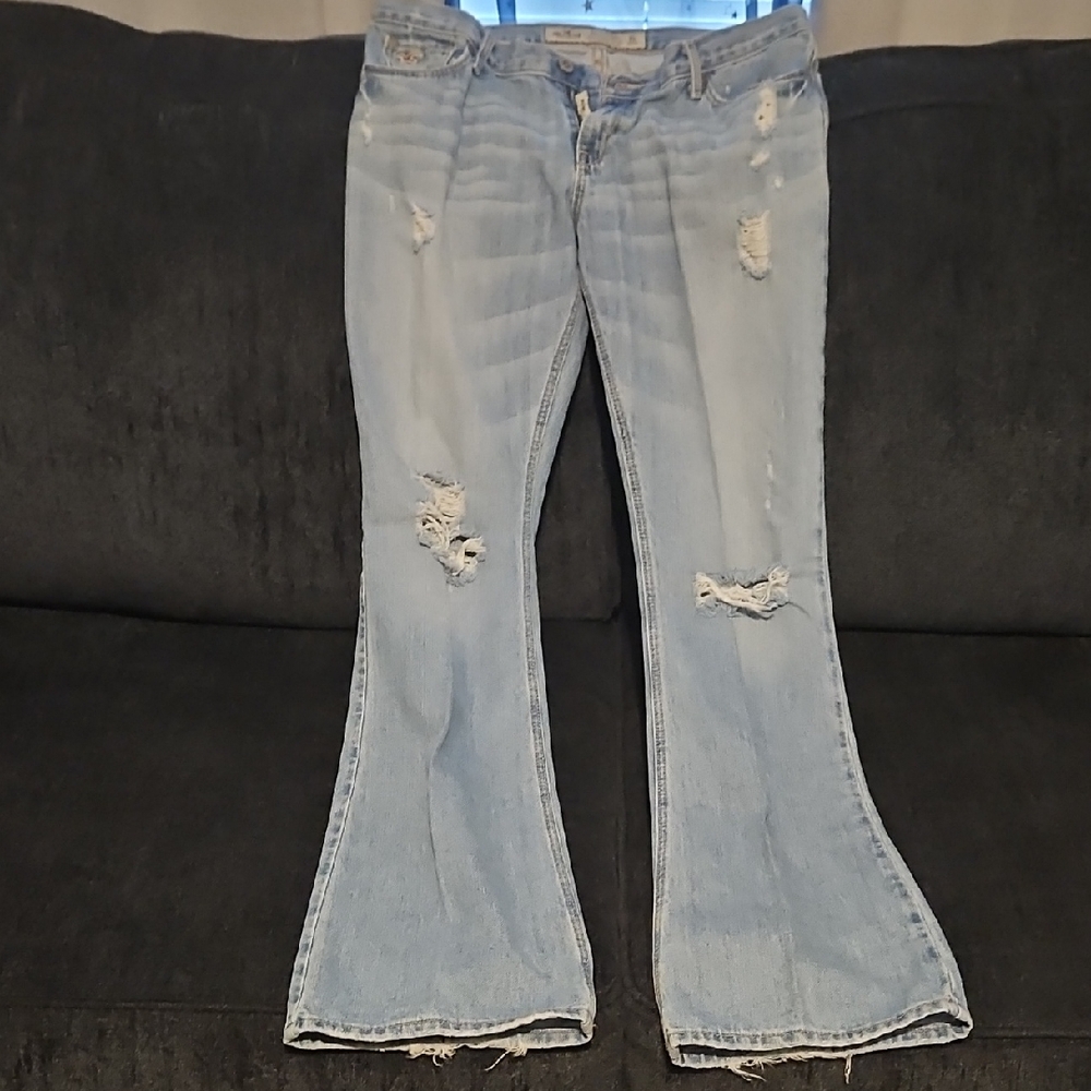 Hollister Light Blue Distressed Flare Jeans